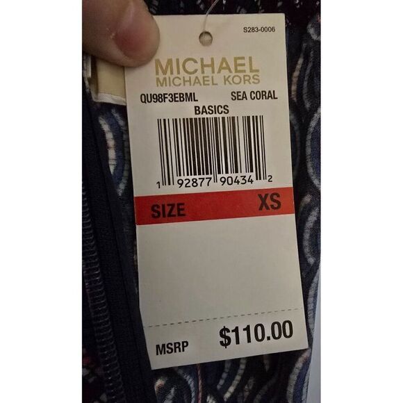 Michael Kors Multicolor Sea Coral Sleeveless Halter Dress With Gold Chain Straps - Picture 7 of 7